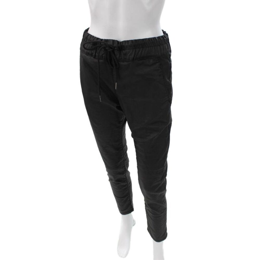 Flog Womens Jogger Pants Black Cotton Blend Drawstring Size 25